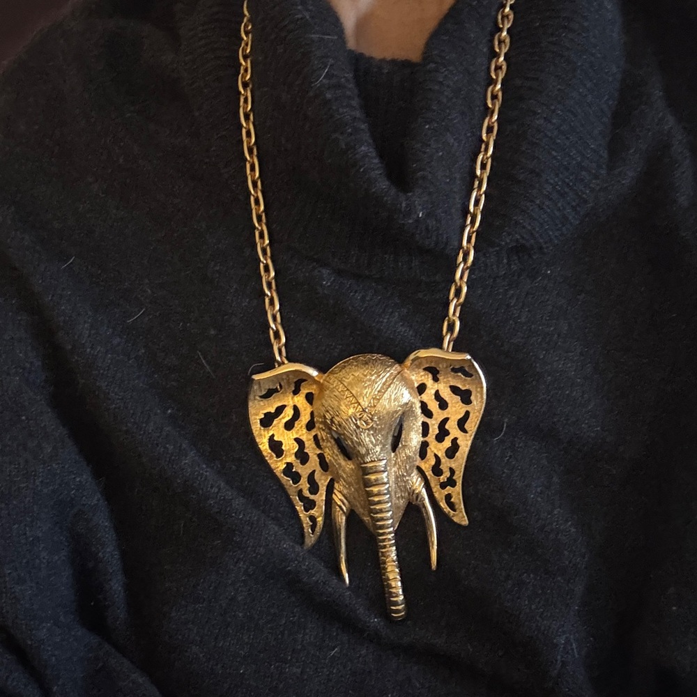 Gold Elephant Pendant Necklace